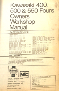 Kawasaki 400 500 550 Fours 1979 to 91 Haynes Repair Manual