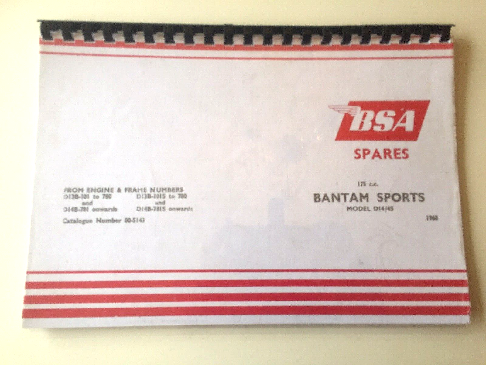 BSA BANTAM D14/4S SPORTS REPRINT PARTS MANUAL BOOK 00-5143 (WORKSHOP CLEAR OUT)