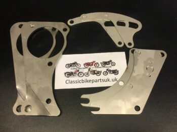 TRIUMPH 5T 6T Rigid Frame Engine Plates Dynamo or Alternator In Stainless Steel (H268 H395 H322)