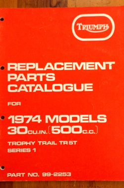 TRIUMPH TR5T TROPHY TRAIL GENUINE WORKS PARTS MANUAL 1969
