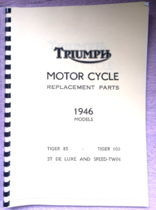 TRIUMPH 3T DE LUX SPEED TWIN TIGER 85 T100 PARTS CATALOGUE BOOK 1946