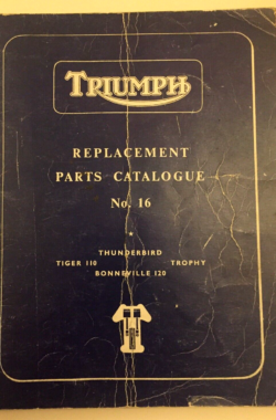 TRIUMPH THUNDERBIRD TIGER T110 TROPHY BONNEVILLE 120 WORKS PARTS MANUAL 1960