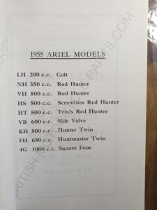 ARIEL KH Twin 1954-55 Parts Catalogue (Red Hunter 500cc Twin)