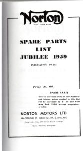 Norton Jubilee 1959-60 Parts Catalogue (Reprint)