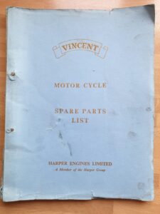 Vincent Spare Parts List–Black Lightning and Shadow–Rapide–Meteor and Comet