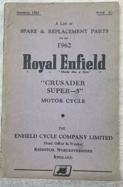 ROYAL ENFIELD CRUSADER SUPER 5 WORKS PARTS BOOK MANUAL 1962