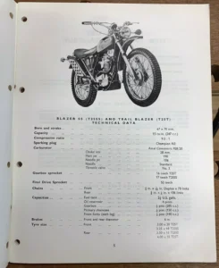 TRIUMPH T25SS BLAZER GENUINE WORKS PARTS MANUAL 1971 