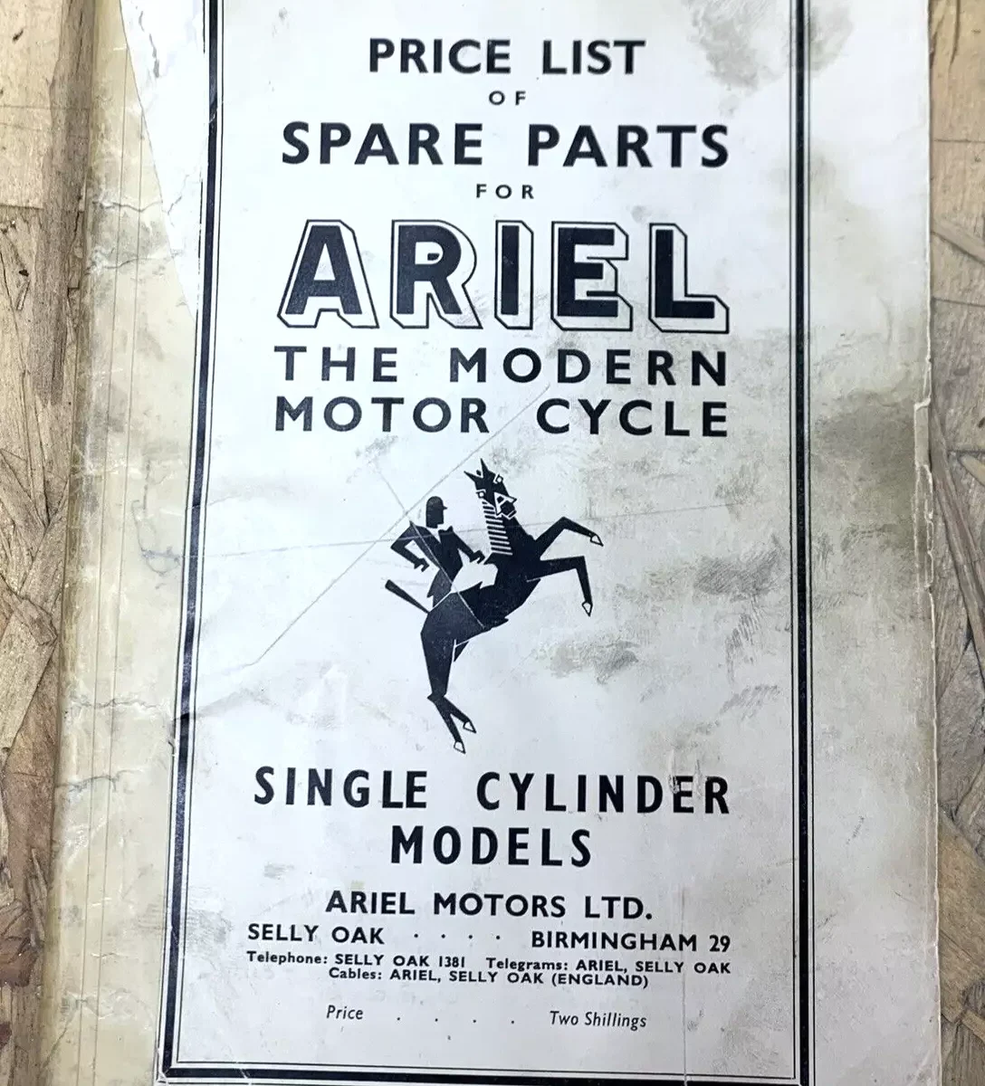 ARIEL WORKS SPARE PARTS BOOK MANUAL SINGLE CYLINDER MODELS 1954