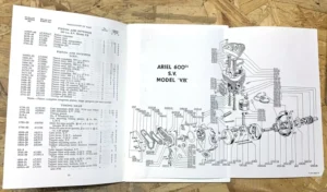 ARIEL 350 500VH 600VB SPARE PARTS and  HT HS MAINTENANCE BOOK MANUAL