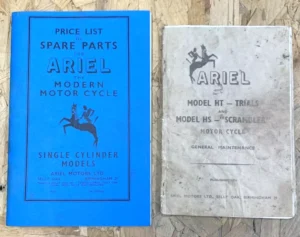 ARIEL 350 500VH 600VB SPARE PARTS and  HT HS MAINTENANCE BOOK MANUAL