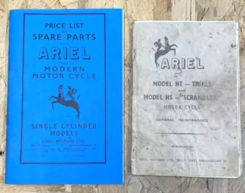 ARIEL 350 500VH 600VB SPARE PARTS and HT HS MAINTENANCE BOOK MANUAL