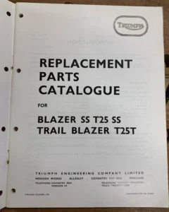 TRIUMPH T25SS BLAZER GENUINE WORKS PARTS MANUAL 1971 