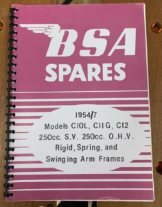 BSA C10L C11 C11G C12 PARTS MANUAL 1954 TO 1957 RIGID SPRING and SWING ARM