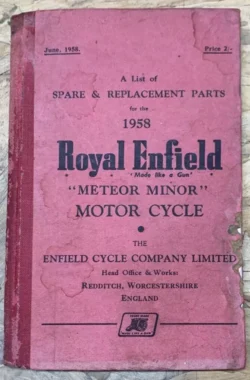 ROYAL ENFIELD METEOR MINOR WORKS SPARE PARTS BOOK MANUAL 1958