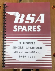 BSA M MODELS 1949 TO 1958 PARTS MANUAL 500CC 600CC SINGLES