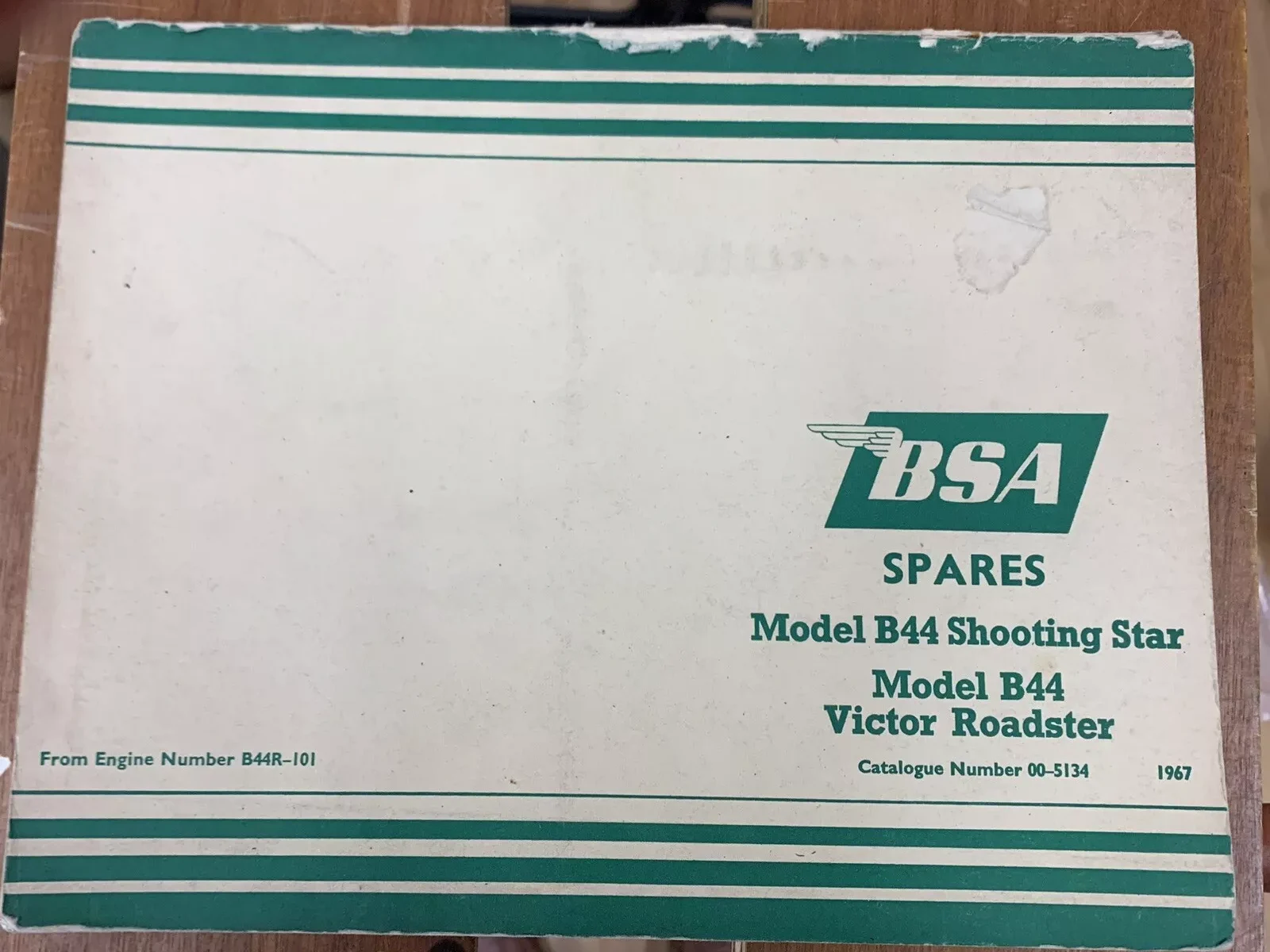 BSA B44 VICTOR SHOOTING STAR ROADSTER WORKS PARTS MANUAL 00-5134 SPARES CATALOGUE 1967