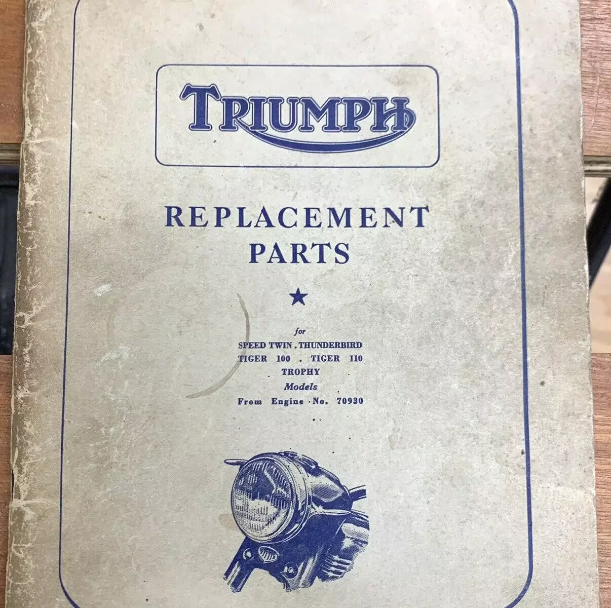 TRIUMPH 5T 6T T100 T110 TR5 TR6 GENUINE WORKS PARTS MANUAL CATALOGUE BOOK 1956