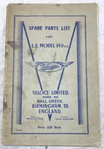 VELOCETTE LE 149CC GENUINE WORKS PARTS BOOK F438A 