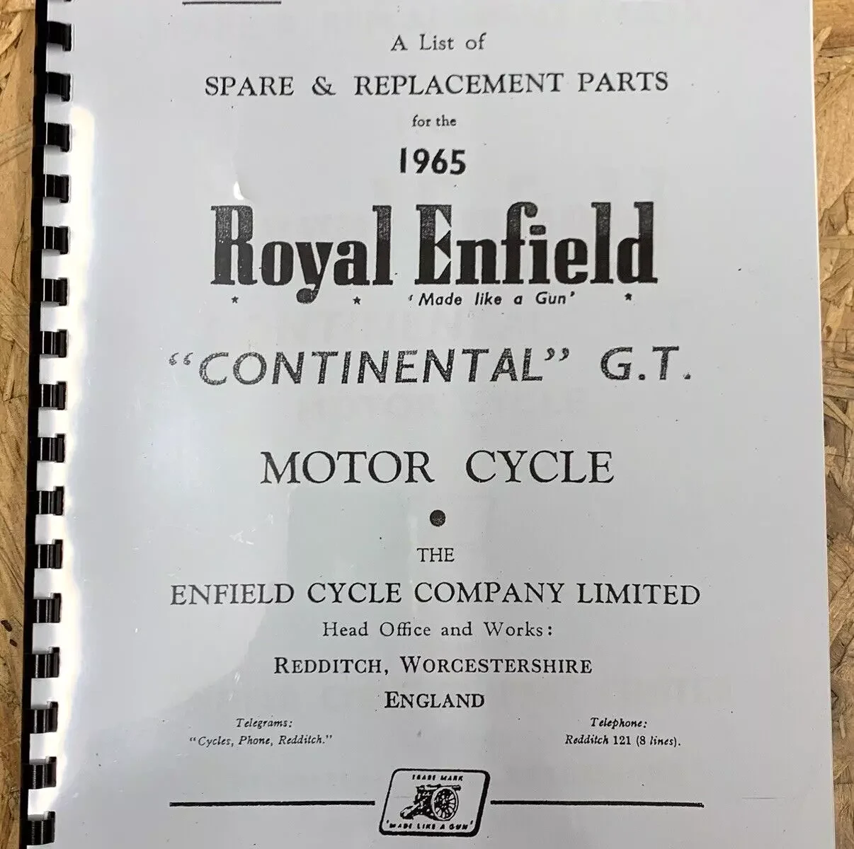 ROYAL ENFIELD CONTINENTAL GT SPARE PARTS BOOK MANUAL 1965