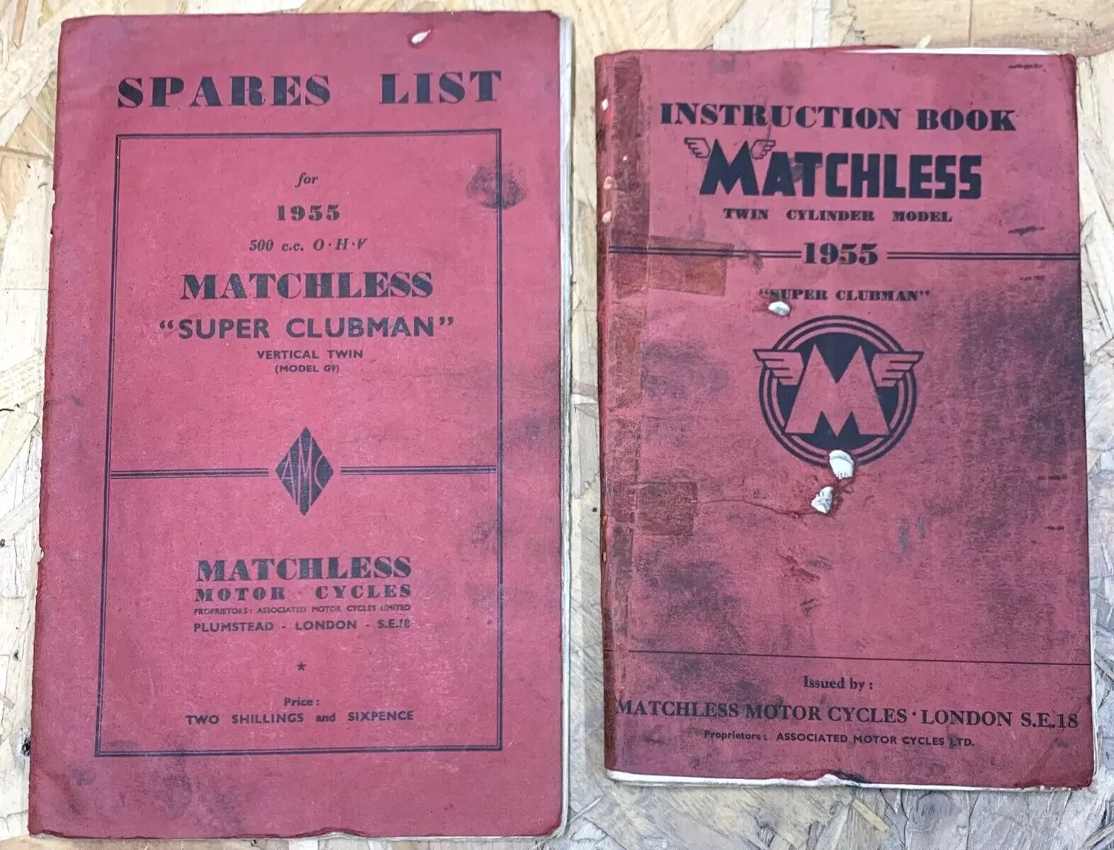 MATCHLESS G9 SUPER CLUBMAN WORKS SERVICE INSTRUCTION BOOK AND PARTS MANUAL 1955