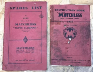 MATCHLESS G9 SUPER CLUBMAN WORKS SERVICE INSTRUCTION BOOK AND PARTS MANUAL 1955