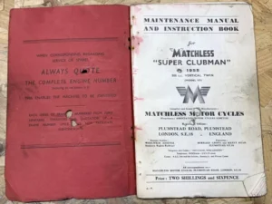 MATCHLESS G9 SUPER CLUBMAN WORKS SERVICE INSTRUCTION BOOK AND PARTS MANUAL 1955