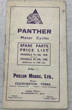 PANTHER 95 100 SPARE PARTS PRICE LIST BOOK MANUAL 1938-9